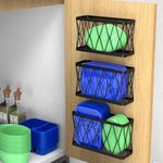 DIRXVMC 3 Pack Adhesive Cabinet Organizer Storage - Lid Organizer Wall Mounted Pantry Door Organizer Bin Holder for Tupperware Lid Kitchen Wall Under Sink Basket Slim Space (Black, 3pcs)