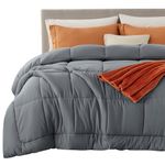 Bedsure Queen Bed Comforter Dark Grey - All Season Quilted Down Alternative Comforter for Queen Bed, 300GSM Mashine Washable Polyester Bedding Comforter Duvet Insert with Corner Tabs