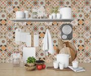 NAREVAL Brown Floral Wall Stickers Stone Marble Wallpaper PVC Oil-Proof Waterproof Self Adhesive Bathroom, Wallpaper for Hall Room, Kitchen Wallpaper, (Size: 60cm x 200cm) (Brown Floral A33, 1)