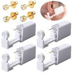 4Pcs Disposable Ear Piercing Tool Safety Asepsis Painless Piercing Guns kit with 4 Ear Studs (Golden)