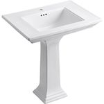 Kohler K-2268-1-0 Memoirs Pedestal Lavatory with Single-Hole Faucet Drilling and Stately Design, White