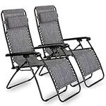 VonHaus Set of 2 Premium Sun Lounger Garden Chairs, Deck Chair for Conservatory, Garden, Patio & Decking, With Detachable Head Pillow Feature And Sturdy Steel Frame