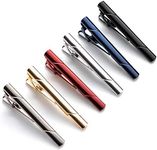 QIMOSHI 6 Pcs Tie Clips for Men Tie Bar Clip Set for Regular Ties Necktie Wedding Business Tie Pin Clips