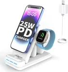 MSTJRY Charging Station for Multiple Devices - 4 in 1 25W PD Fast Charger Station for iPhone 14/13/12/11/X/8, for Apple Watch, 2 Charging Connector for AirPods and Earbuds