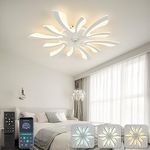 YUNLONG 30.7" Ceiling Fans with Lights and Remote Large Ceiling Light Fan Chandelier Dimmable 6 Speed DC Summer/Winter Ceiling Fans with Lamps Modern Ceiling Lighting for Bedroom Living Room Lounge