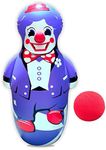 INFLATABLE DUDES Clown (Peri) 47 Inches -Kids Punching Bag | Already Filled with Sand| Party Bop Bag | Circus Inflatable Toy | His Nose Squeaks!- |Bounce-Back Action! | Includes Extra Foam Nose