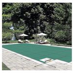 Happybuy Pool Safety Cover Fits 20x40ft Rectangle Inground Safety Pool Cover Green Mesh with 4x8ft Center End Steps Solid Pool Safety Cover for Swimming Pool Winter Safety Cover