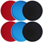 Chefair® (2 Black, 2Red, 2Blue) Car Cup Holder Coaster, 6 Pack Black Universal Auto Anti Slip Cup Holder Insert Coaster, Car Interior Accessories 2.75in Compatible with G-loster