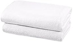 Amazon Basics Quick Dry, 2 Bath Towel Set, White, Pack of 2, 70 x 140 cm