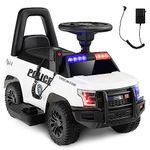 Maxmass Kids Ride on Police Car, 6V Battery Powered Electric Vehicle with Side Megaphone, Horn, USB/TF, Warning Light, Siren Sound and Underseat Storage, Children Toy Car for 18-60 Months (White)