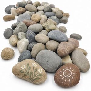 5lbs Natural Large River Rocks, 3"-4" Premium Pebbles, Decorative Stones