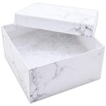 TheDisplayGuys - 25-Pack #34 Cotton Filled Cardboard Paper Jewelry Box Gift Case - Marble White (3.9" x 3.9" x 2.0") - for Gifting, Shipping or Storage