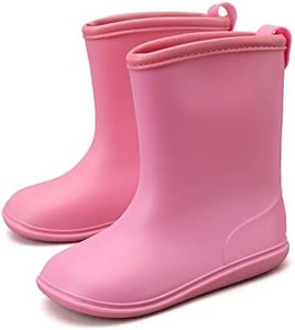 GIGIDIDI Kids Toddler Rain Boots, Short rain Boots for Boys Girls, (Toddler/Little Kid), Pink, 7-8 Toddler