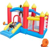 Ballsea Bouncy Castle, 6 in 1 Inflatable Bounce Castle House with Blower, Inflatable Slide with Extra Sun Cover for Kids Indoor Outdoor