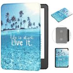 MOKASE for 6.8" Kindle Paperwhite 11th Generation Case 2021 (Model: M2L3EK / M2L4EK), PU Leather Cover with Auto Wake/Sleep Hand Strap for Signature Edition & Kindle Paperwhite 2021, Beach