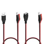 YACSEJAO Alligator Clip to USB Test Leads 18AWG Red Black Wire Maximum 5A Current 19.7in/50cmAlligator Clips USB Test Cable(1 Male+1 Female)