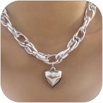 ALRNBY Silver Necklaces for Women C