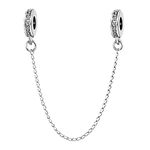 LSxAB Sparkling Clear Cubic Zirconia Safety Chain Spacer Charm Compatible with Pandora Charms Bracelets