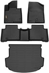 Binmotor-Floor Mats & Cargo Liner Set for Hyundai Santa FE Sport 2013-2018（Not Fit for Hybird），Front & 2nd Row & Cargo Liner Set, TPE All Weather Guard-Black Hyundai Santa FE Sport Accessories