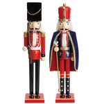 THE TWIDDLERS - 2 Large Wooden Nutcracker Soldiers, 50cm / 20" - King & Guard in Festive Colours - Premium Handmade Pine Wood Classic Traditional Ornaments, Christmas Decorations With Moving Parts