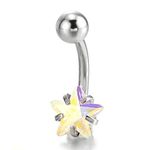 Steel Belly Button Ring Body Jewelry Piercing Ring Navel Ring Barbells Star Rainbow Cubic Zirconia