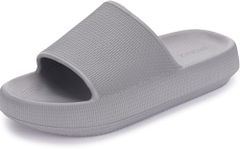 BRONAX Slippers for Men Women Quick Drying EVA Open Toe Soft Non-Slip Shower Pillow Bathroom Pool Gym Beach Spa House Slides Sandals for Indoor & Outdoor Grey