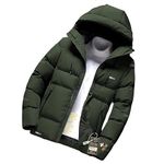 FUTSE PENO Men's Winter Puffer Jacket – Nylon Insulated Coat with Hood, Windproof and Water-Resistant, Zipper Pockets, Warm Quilted Outerwear for Cold Weather, Casual Style | Color: Green | Size: L