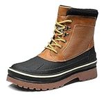 Bruno Marc Men's Insulated Waterproof Snow Boots Warm Fur Lined Outdoor Winter Boot, Brown/Yellow/Net, 6.5