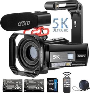 ORDRO AE20 5K Video Camera Camcorder with 95° Wide Angle, WDR Mode, EIS Stabilizer, 1080P Full HD IR Night Vision Vlogging Camera for YouTube, with Microphone, Handhold, Remote, 2 Batteries