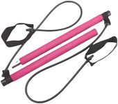 EZONEDEAL Pilates Bar Exercise Resistance Band Pilates bar kit with Resistance Band,Portable Pilates Stick,for Man Women Home Gym Bodybuilding Shaping Workout (Pink)