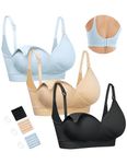 HOFISH Women's Maternity Pregnancy Seamless Breastfeeding Bras No Underwire Multi 3 Pack, Large