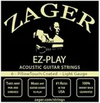 Zager Easy Play Pillow Touch Coated Guitar Strings - Acoustic Guitar Strings - 80/20 Bronze - For 6 String Guitar - Deep Bright Projecting Tone - Custom Light Gauge - Pack of 1