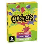 BETTY CROCKER GUSHERS Super Sour Cherry, Grape, and Apple Fruit Flavoured Snacks, Pack of 6 Pouches, Fruit Flavoured Snacks