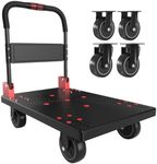 WUD Heavy-Duty Folding Platform Cart – Reinforced 35.4″ × 23.6″, 1323 lb Capacity, 360° Swivel Wheels, Black