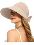 MTRoyaldia Sun Hats for Women Wide Brim Visor UV Protection Hat for Beach Summer Packable Hat (Beige)