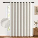 100% Blackout Sliding Door Curtains Patio Door Curtains Linen Textured Extra Wide Curtains 108 Inch Long Grommet Curtain Drapes for Living Room Curtain Panels(W100 x L108 1 Panel, Beige)