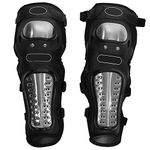 Aramox Knee Pads, 2 Pcs Stainless Steel Motorcycle Motocross ATV Adults Knee Pads Shin Guard Protective Armor Set