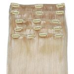 20 inch, FULL HEAD, 6pcs, Silky Soft Clip-in Hair Extensions - 100% Remy, Triple Weft, Human Hair, (20", 160g, 22 - Light Blonde)