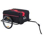 HOMCOM Two-Wheel Bicycle Large Cargo Wagon Trailer Oxford Fabric, Folding Storage, & Removable Cover, Red&Black