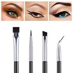 4 Pieces Eyeliner Brush Kit Fine Flat Eyebrow Brush Thin Bristle Angled Eyeliner Brush Tight Liner Brush Bent Eyeliner Makeup Brush for Applying Gel Cream Liquid Eye Liner