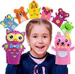 Animal Hand Puppets Kit Sewing Crafts for Kids 4-8 Pack of 8 Felt Puppet DIY Story Telling Halloween Gifts Pretend Play Party Supplies