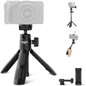 NEEWER Mini Desktop Selfie Stick Tripod Compatible with iPhone GoPro Insta360 DJI with 360° Ball Head Elevated Central Axis, Metal Portable Small Desk Camera Webcam Cell Phone Vlog Stand, TP43 Black