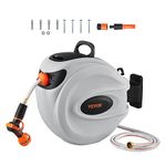 VEVOR Retractable Hose Reel, 65 ft x 5/8 inch, 180° Swivel Bracket Wall-Mounted, Garden Water Hose Reel with 9-Pattern Nozzle, Automatic Rewind, Lock at Any Length, and Slow Return System