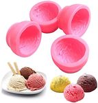 3D Ice Cream Ball Shape Silicone Molds - Cookie Pastry Mold Soap Candle Clay Mold Aromatherapy Plaster Mold, for Wedding Cake Chocolate Dessert Decor DIY Candle Soap and Resin Crafts, 4PCS