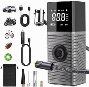 OneAmg Mini Compresor Aire Portatil 6000mAh Bateria USB Recargable Inflador Ruedas Coche 150PSI/10,3Bar/12V/120W Con Iluminación LED de Emergencia y 5 Modos de Inflado para Moto Pelota Bicicleta