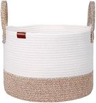 Aoohun Cotton Rope Laundry Basket, Woven Storage Baskets Collapsible Toy Hamper Storage Organiser Desert Small 40 x 28 cm