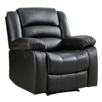 ANJ Manual Recliner Chair, Breathable Faux Leather Reclining Chairs with Overstuffed Arm and Back, Living Room Single Sofa Recliners, Black