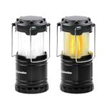 Camelion 2-Pack LED Lanterns, Dual Mode: Flickering Flame & Bright White Light, Omni-Directional, Foldable Handles, Collapsible, Batteries Included, Ideal for Camping, Hiking, and Emergencies