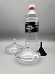 CLEARCRAFT 2 X 11cm Diameter Hand Blown Glass Oil Candle Lamps Plus One Litre Of Odourless Sootless Lamp Oil With Free Funnel