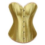 Kelvry Women's Plus Size Gothic Lingerie Satin Lace up Boned Overbust Corsets Shapewear Outfit Yellow